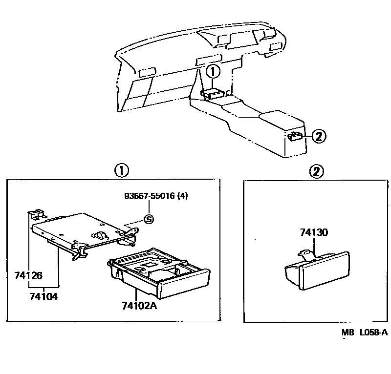 Toyota CAMRY 烟灰盒 EPC diagram — MBL058A