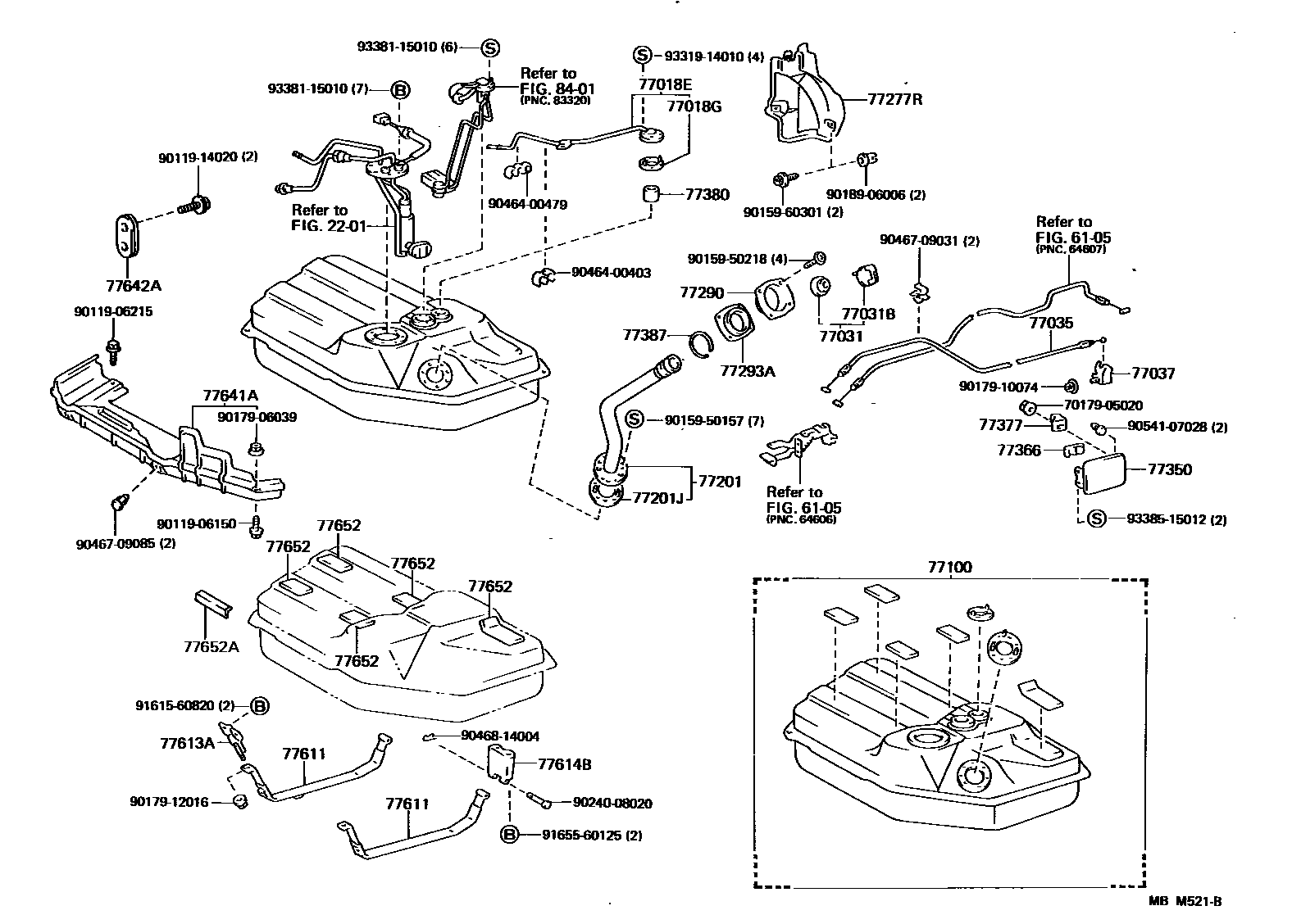 Toyota CAMRY 燃油箱和燃油管 EPC diagram — MBM521B