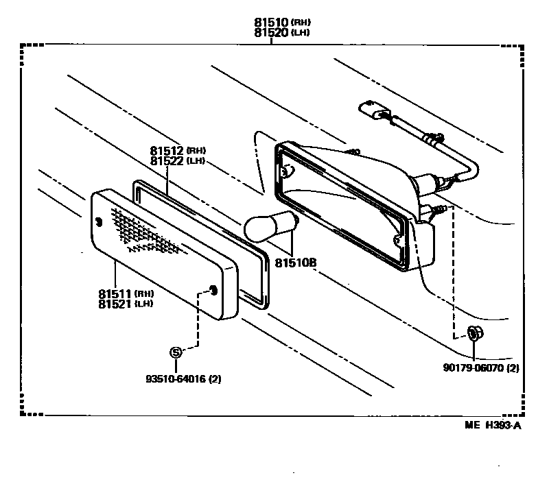 Toyota CAMRY 前转向灯 EPC diagram — MEH393A