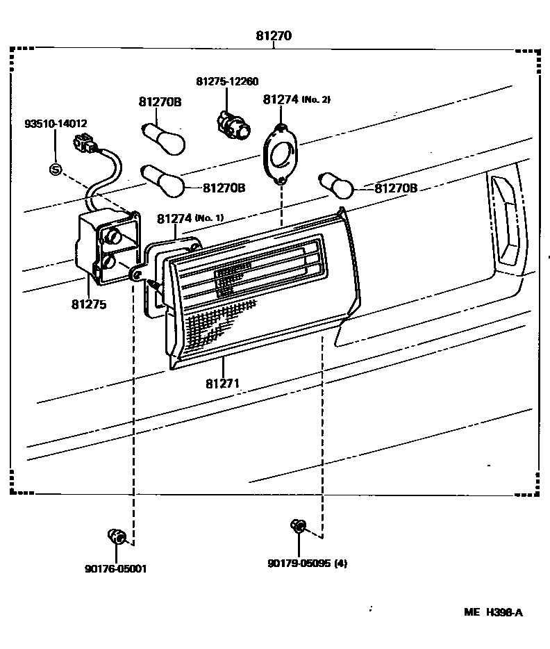 Toyota CAMRY 后牌照灯 EPC diagram — MEH398A