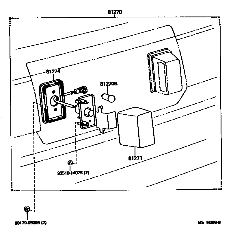 Toyota CAMRY 后牌照灯 EPC diagram — MEH399B