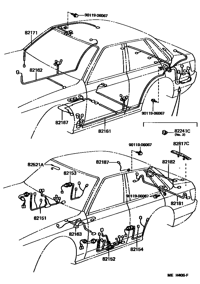 Toyota CAMRY 线束和卡夹 EPC diagram — MEH406F