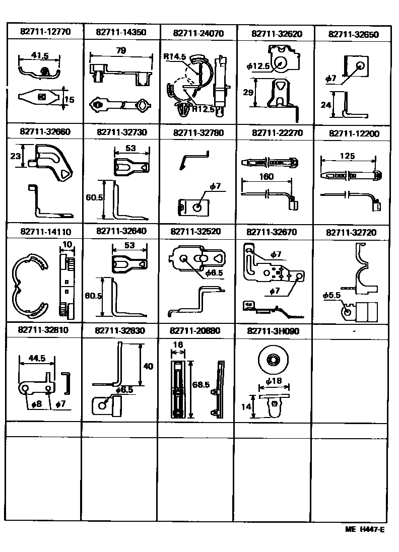 Toyota CAMRY 线束和卡夹 EPC diagram — MEH447E