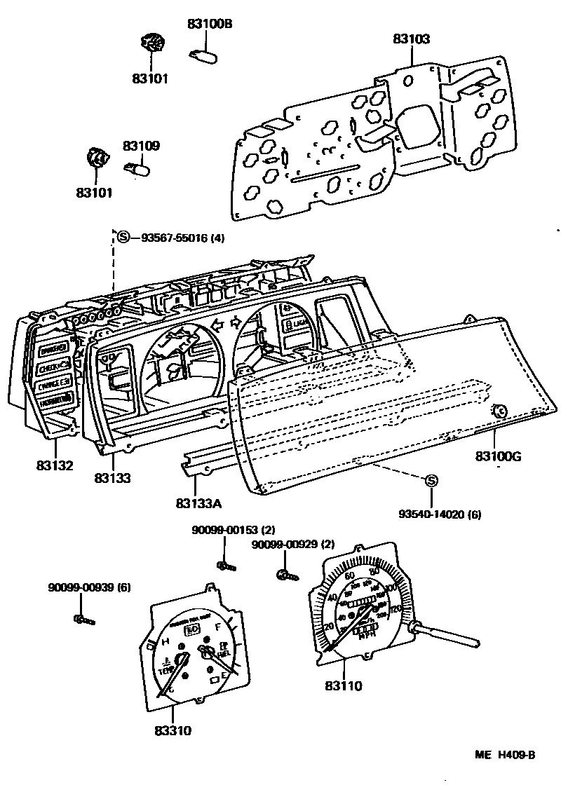 Toyota CAMRY 仪表 EPC diagram — MEH409B