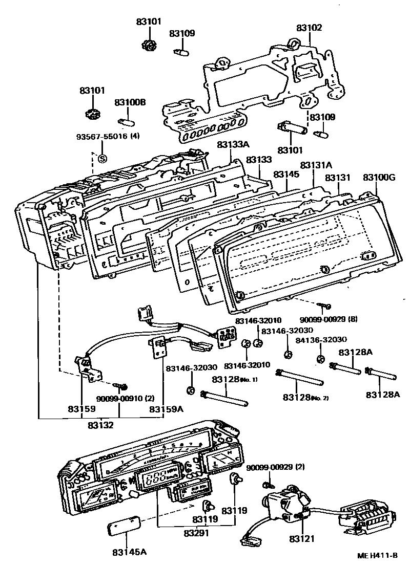 Toyota CAMRY 仪表 EPC diagram — MEH411B
