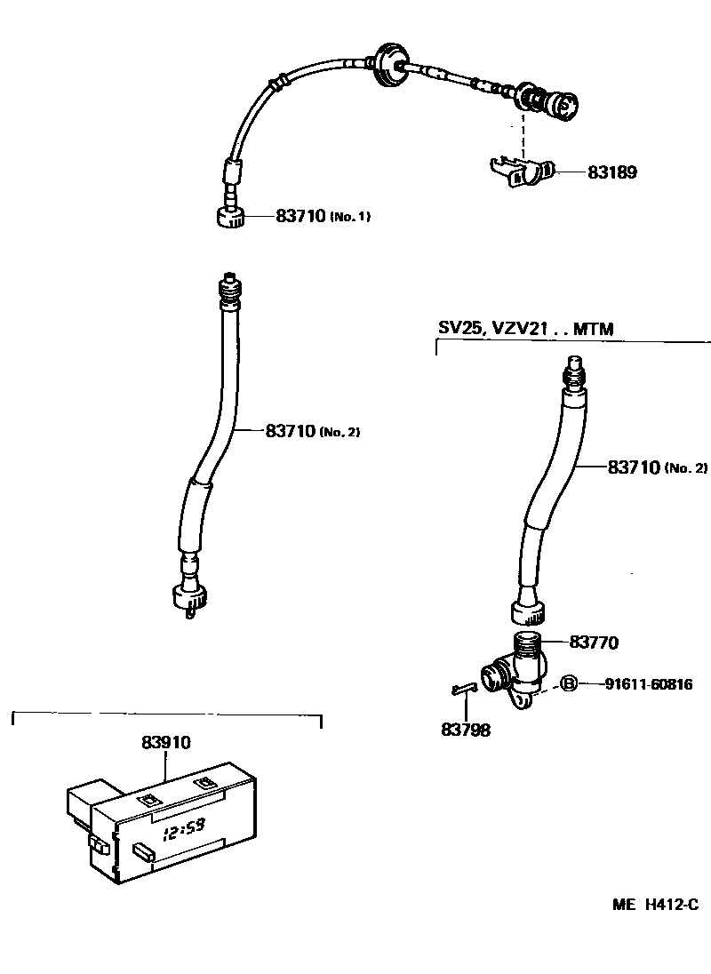 Toyota CAMRY 仪表 EPC diagram — MEH412C