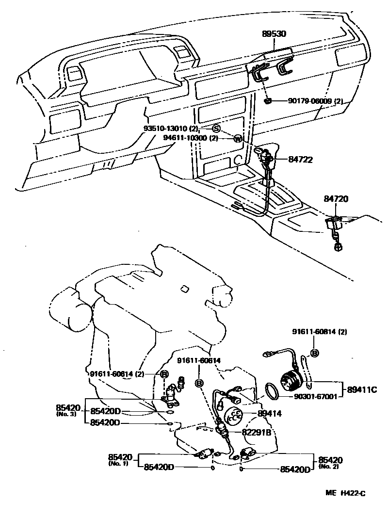 Toyota CAMRY 超速档和电子控制变速器 EPC diagram — MEH422C