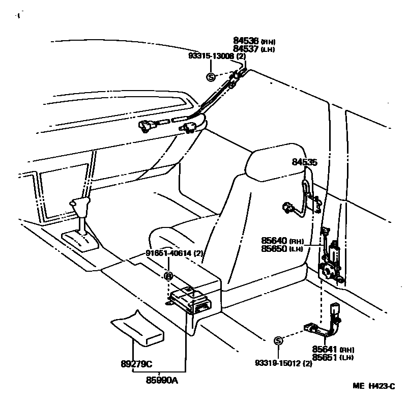 Toyota CAMRY 被动式安全带系统 EPC diagram — MEH423C