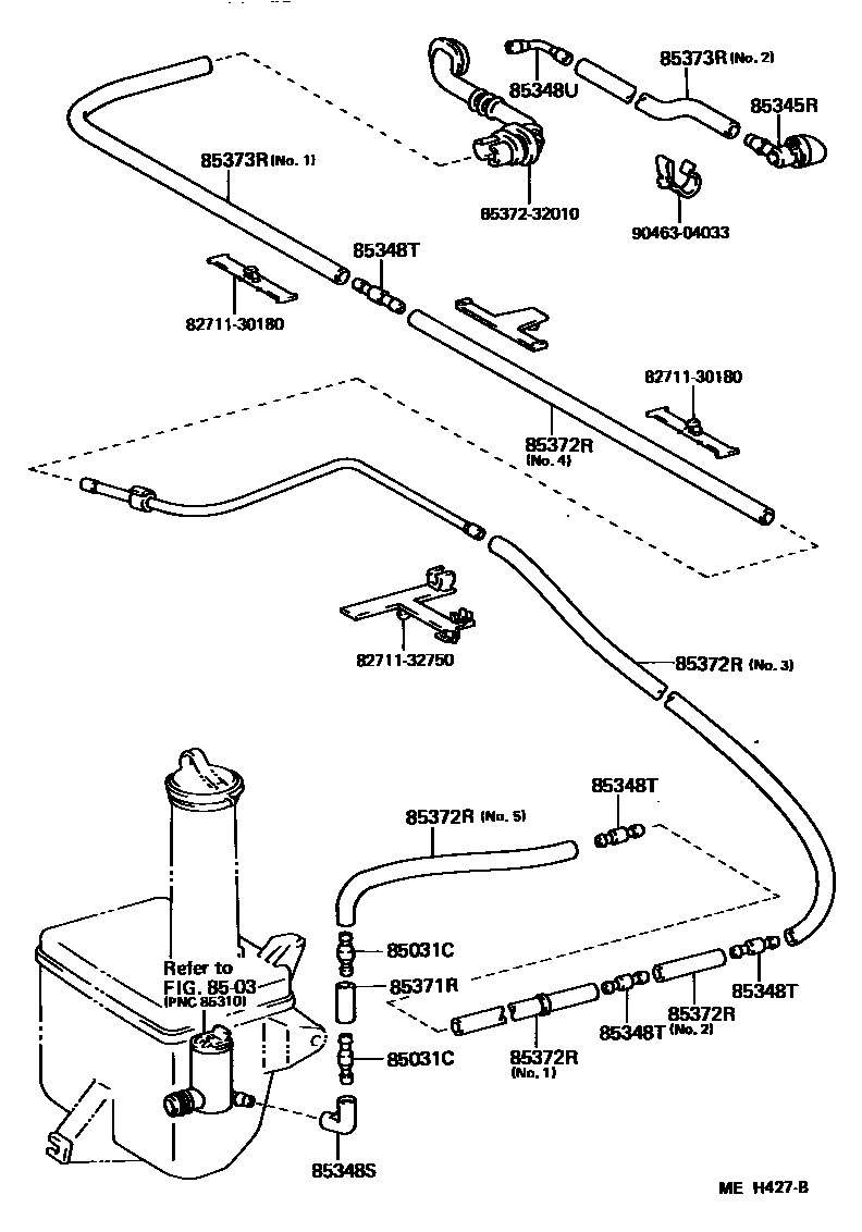 Toyota CAMRY 后清洗器 EPC diagram — MEH427B