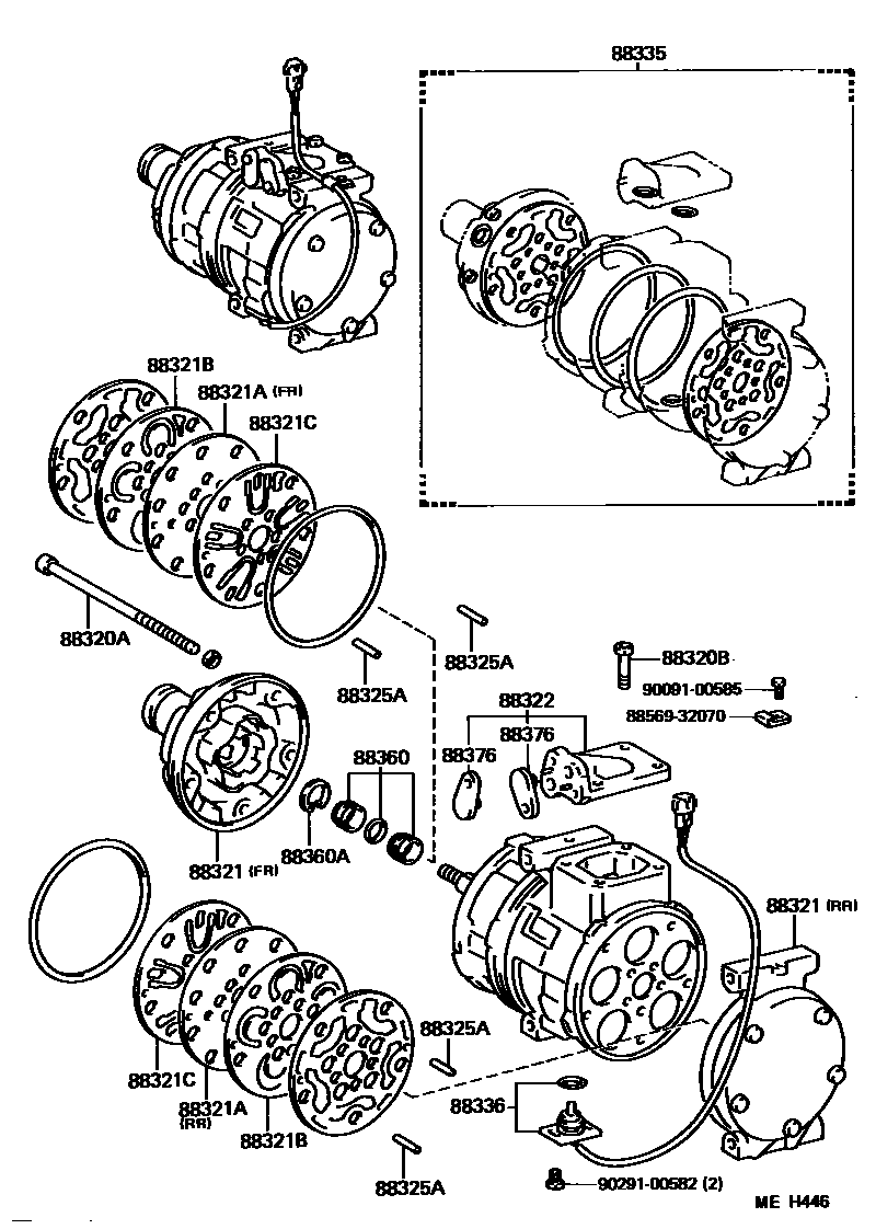 Toyota CAMRY Heating & Air Conditioning - Compressor EPC diagram — MEH446