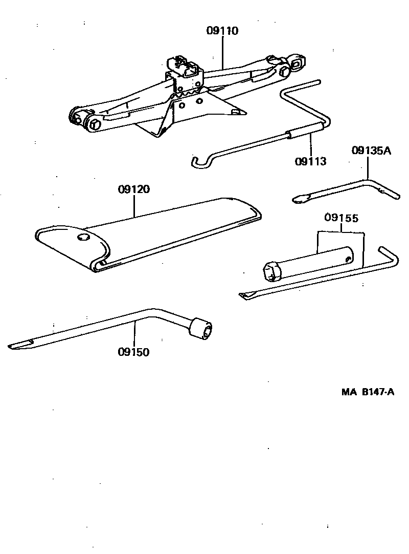 Toyota CAMRY Standard Tools EPC diagram — MAB147A