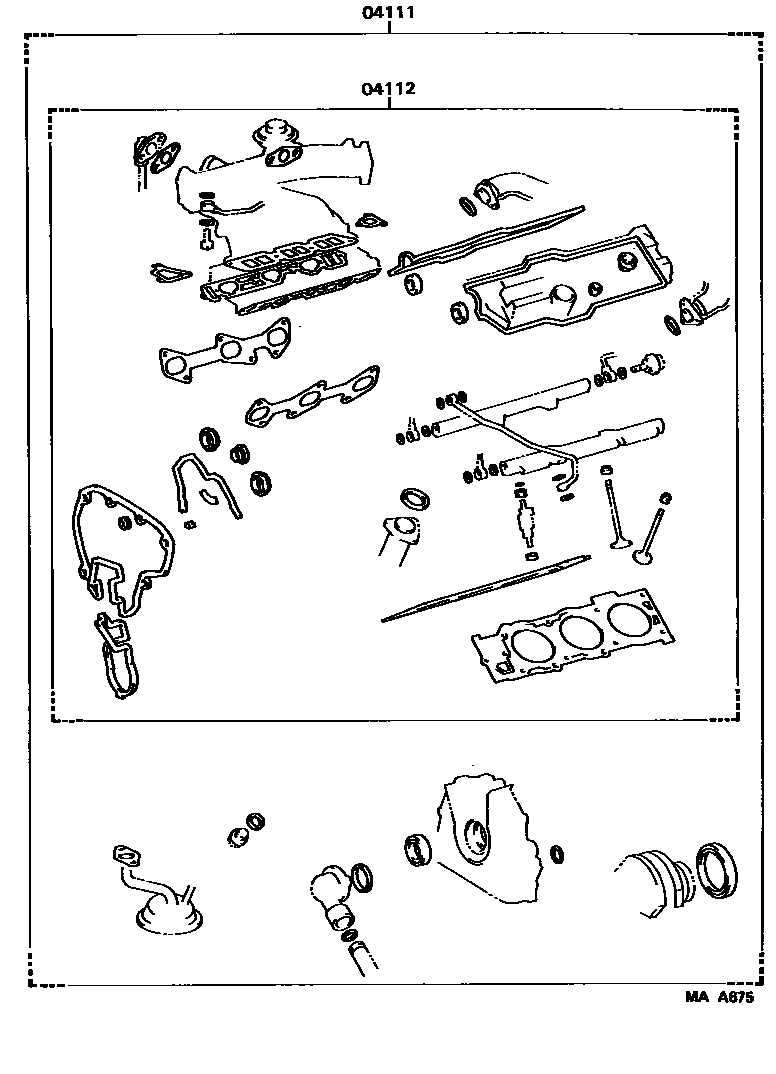 Toyota CAMRY Engine Overhaul Gasket Kit EPC diagram — MAA675
