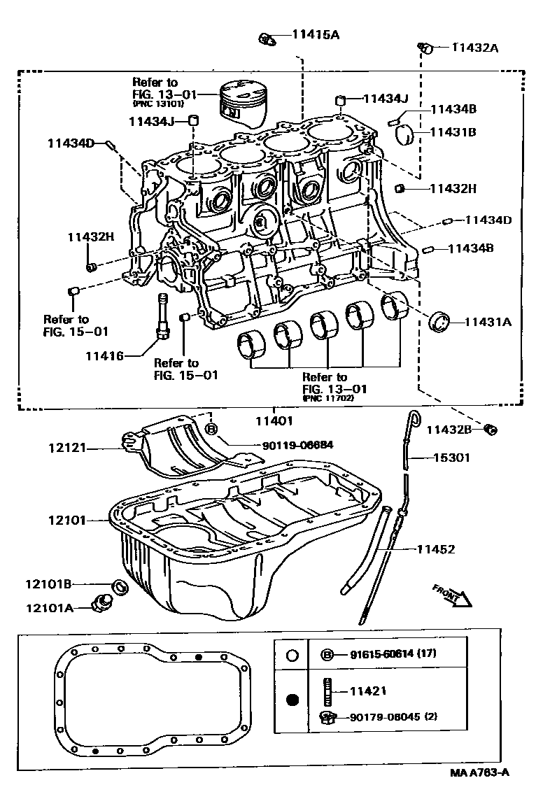 Toyota CAMRY Cylinder Block EPC diagram — MAA763A