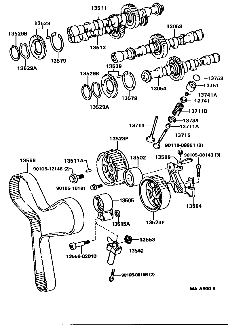 Toyota CAMRY Camshaft & Valve EPC diagram — MAA800B