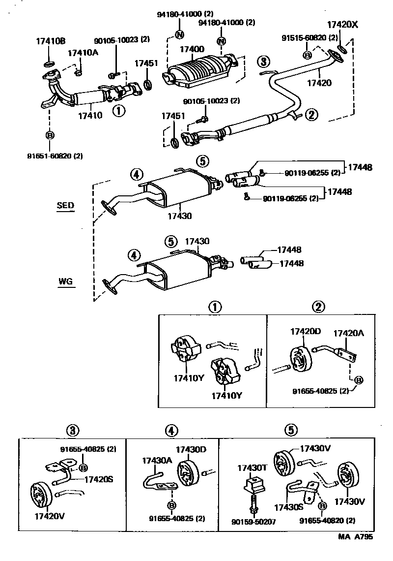 Toyota CAMRY Exhaust Pipe EPC diagram — MAA795