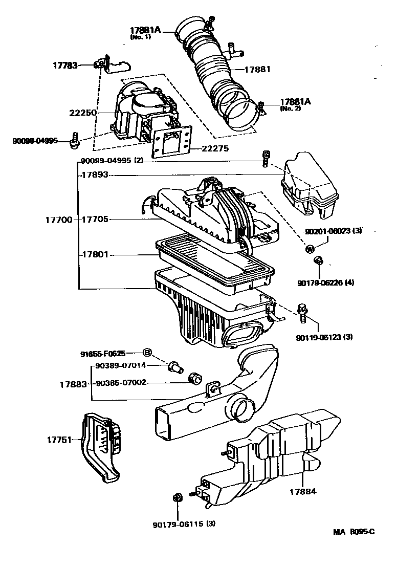 Toyota CAMRY Air Cleaner EPC diagram — MAB095C