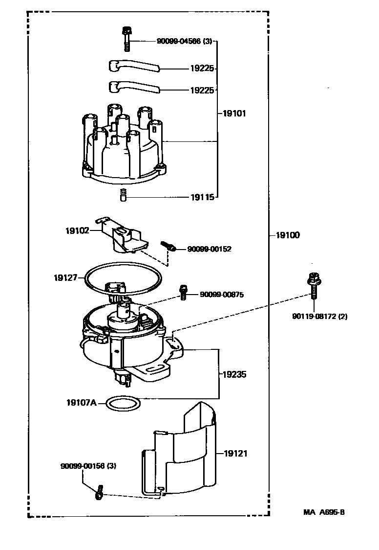Toyota CAMRY 分电器 EPC diagram — MAA695B
