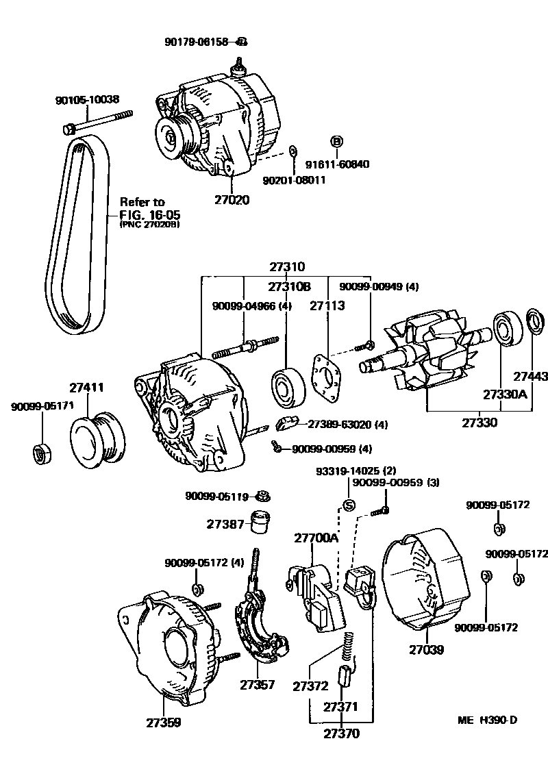 Toyota CAMRY Alternator EPC diagram — MEH390D