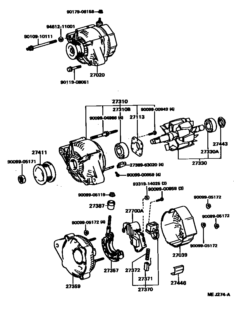 Toyota CAMRY Alternator EPC diagram — MEJ274A