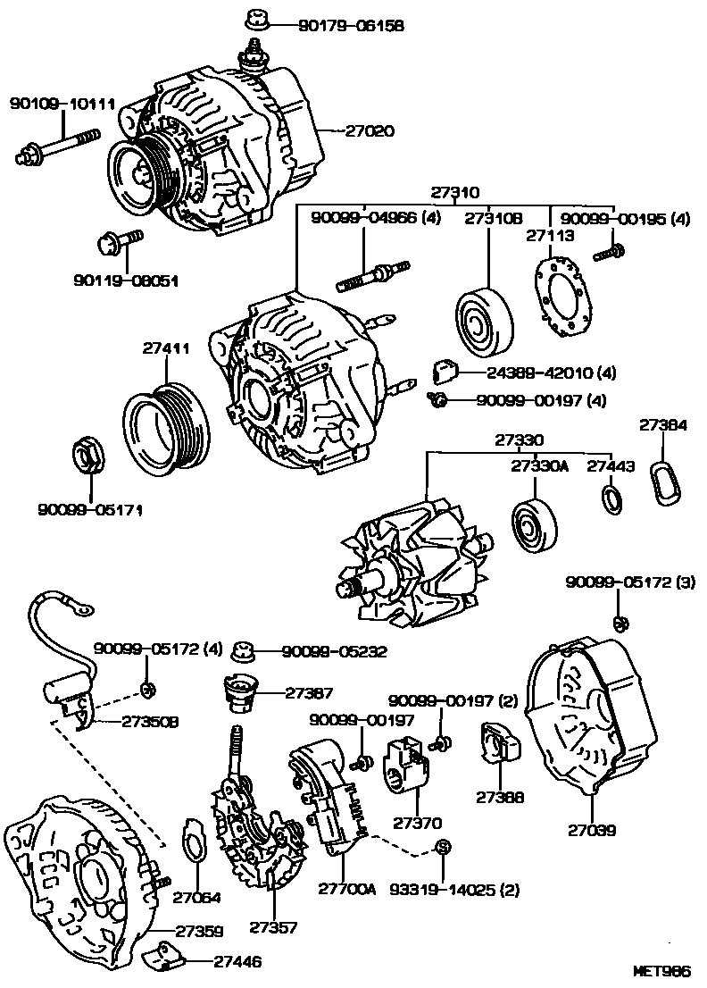 Toyota CAMRY Alternator EPC diagram — MET986