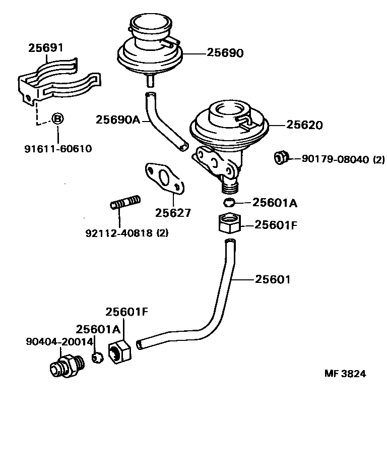 Toyota CAMRY 废气再循环系统 EPC diagram — MF3824