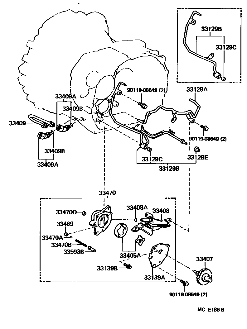 Toyota CAMRY 油泵、油冷却器和配管(MTM) EPC diagram — MCE186B