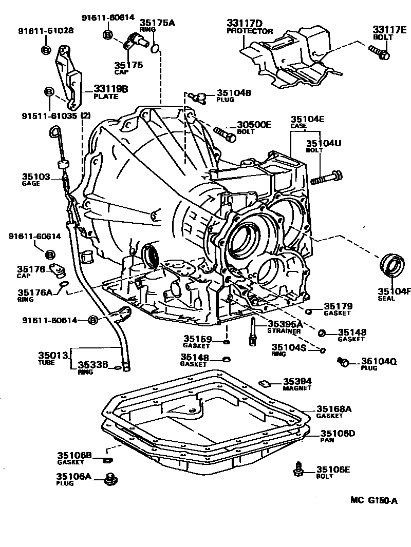 Toyota CAMRY 变速器壳和油底壳(ATM) EPC diagram — MCG150A