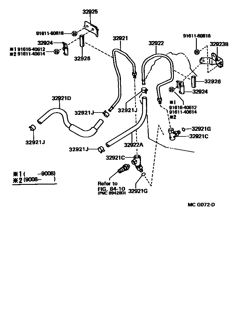 Toyota CAMRY 变速器油冷却器和配管(ATM) EPC diagram — MCG072D