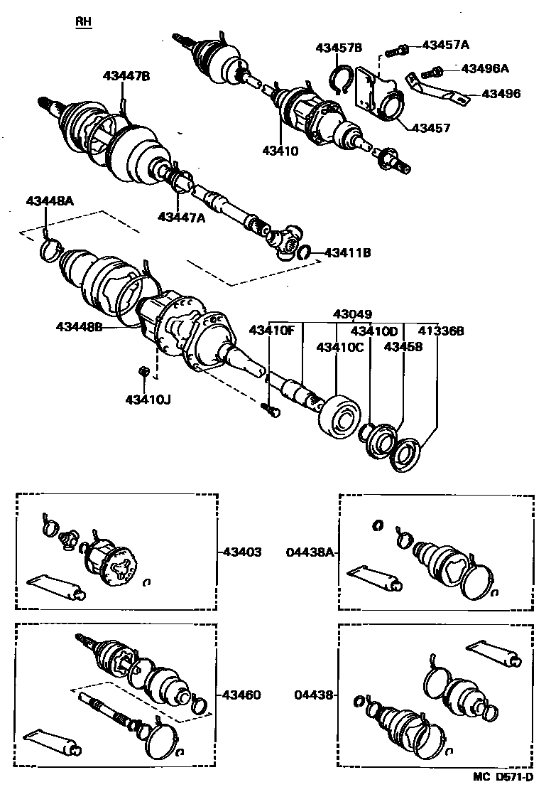 Toyota CAMRY Front Drive Shaft EPC diagram — MCD571D