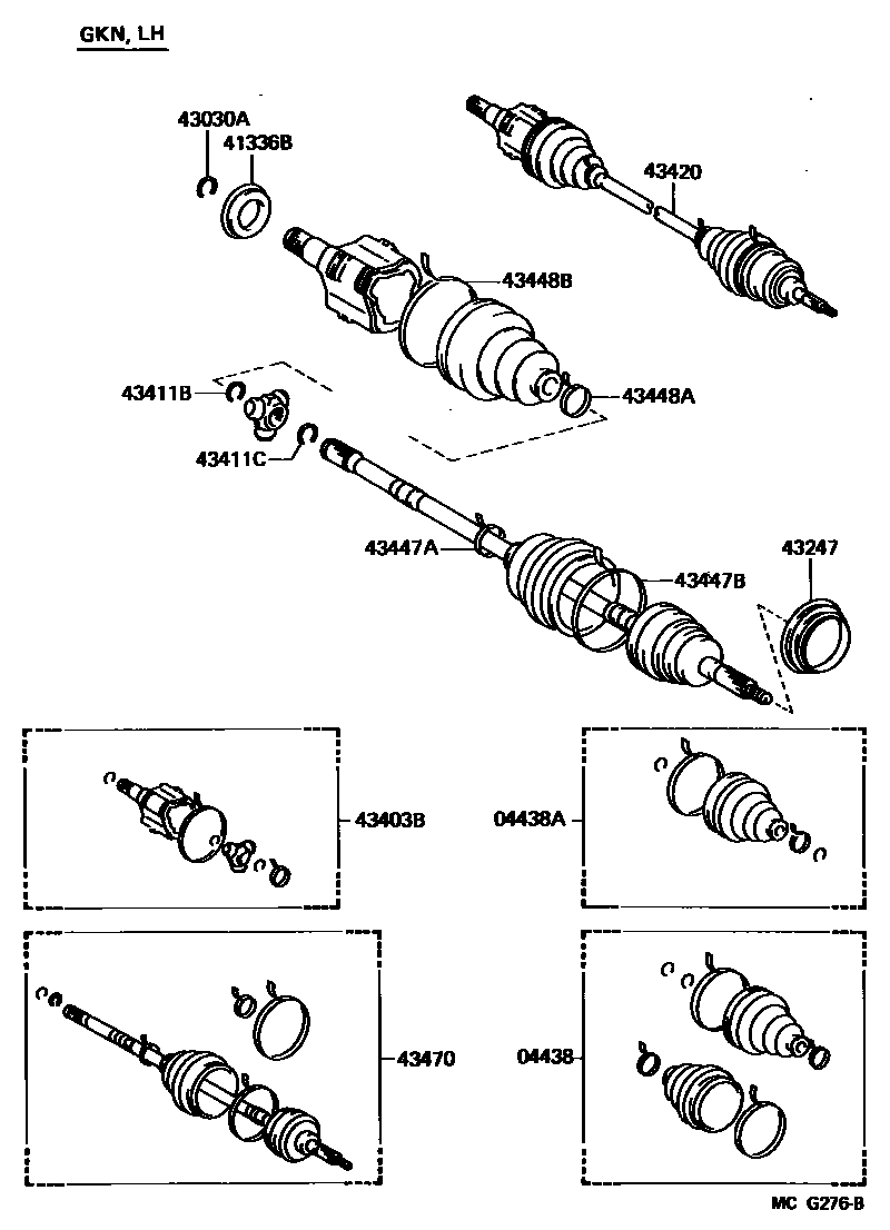 Toyota CAMRY Front Drive Shaft EPC diagram — MCG276B