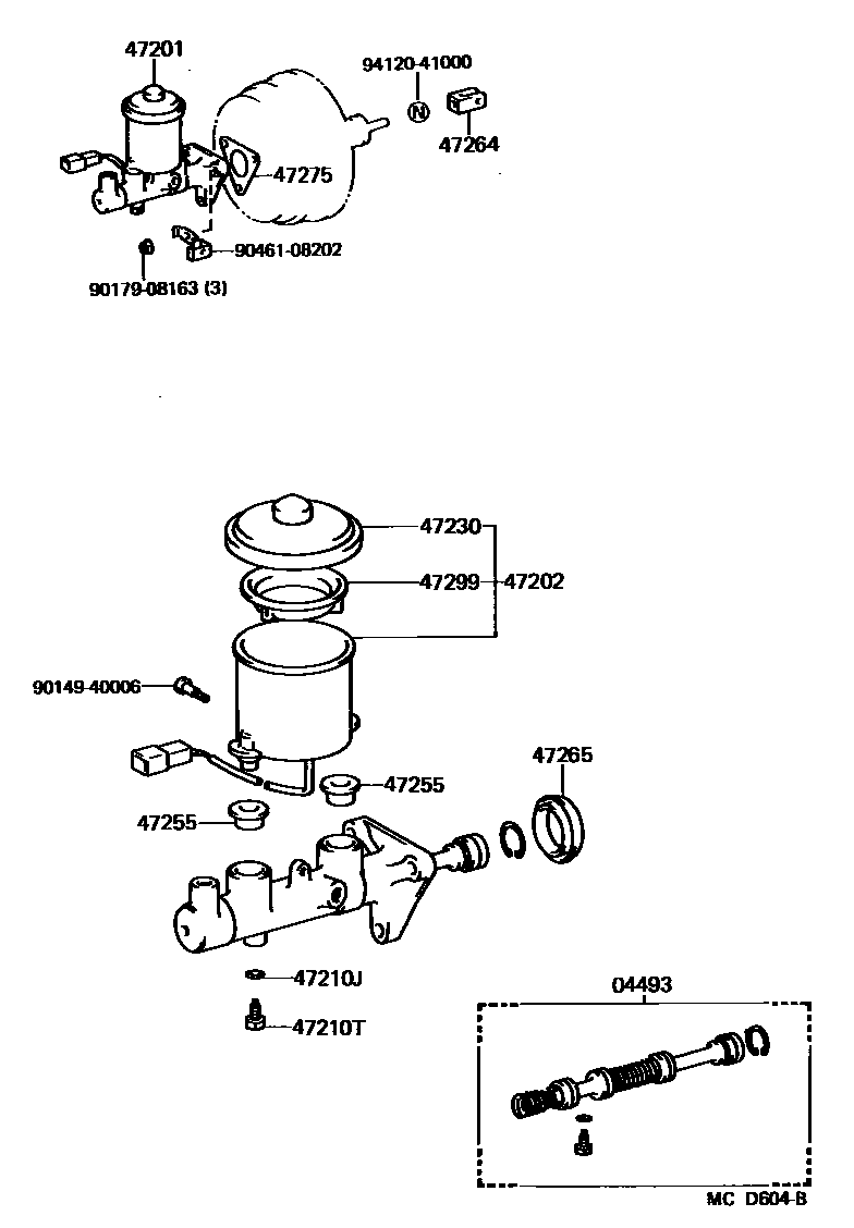 Toyota CAMRY 制动总泵 EPC diagram — MCD604B
