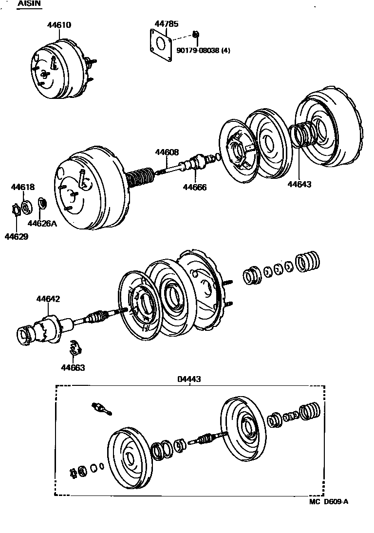 Toyota CAMRY 制动助力器和真空管 EPC diagram — MCD609A
