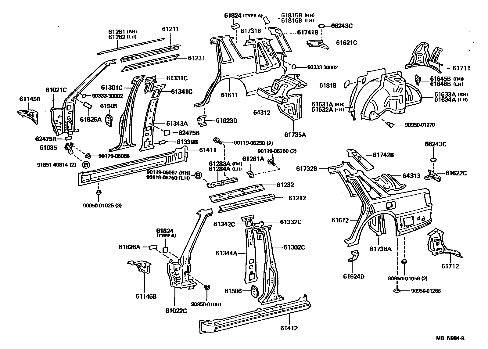 Toyota CAMRY 侧梁 EPC diagram — MBN984B