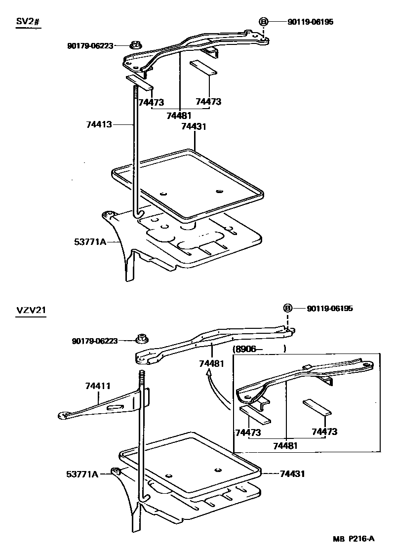 Toyota CAMRY battery holder EPC diagram — MBP216A