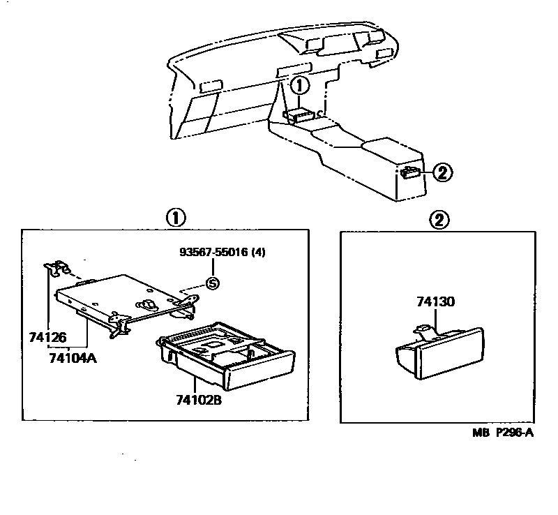Toyota CAMRY 烟灰盒 EPC diagram — MBP296A