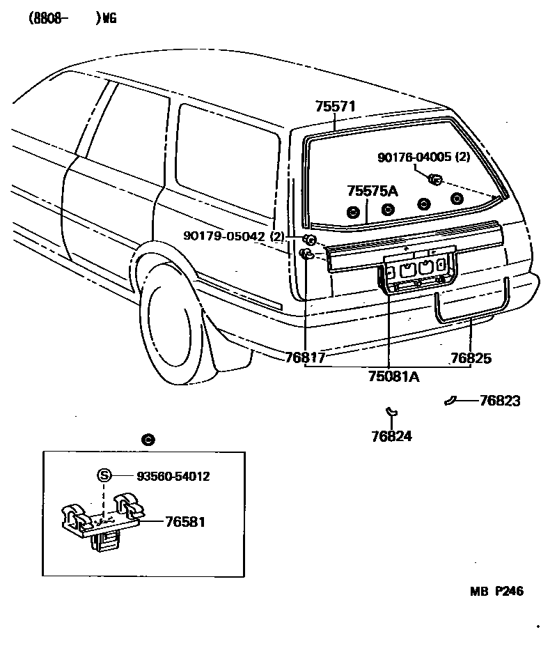 Toyota CAMRY 后防护条 EPC diagram — MBP246