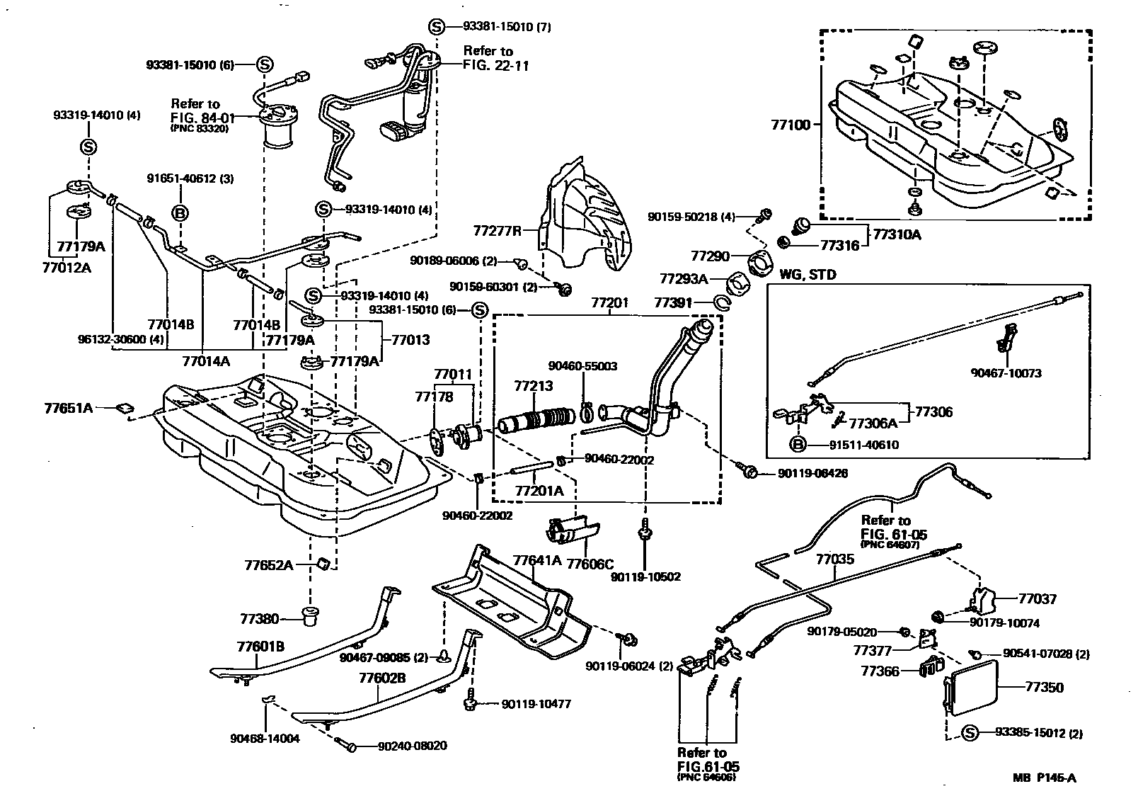 Toyota CAMRY 燃油箱和燃油管 EPC diagram — MBP145A