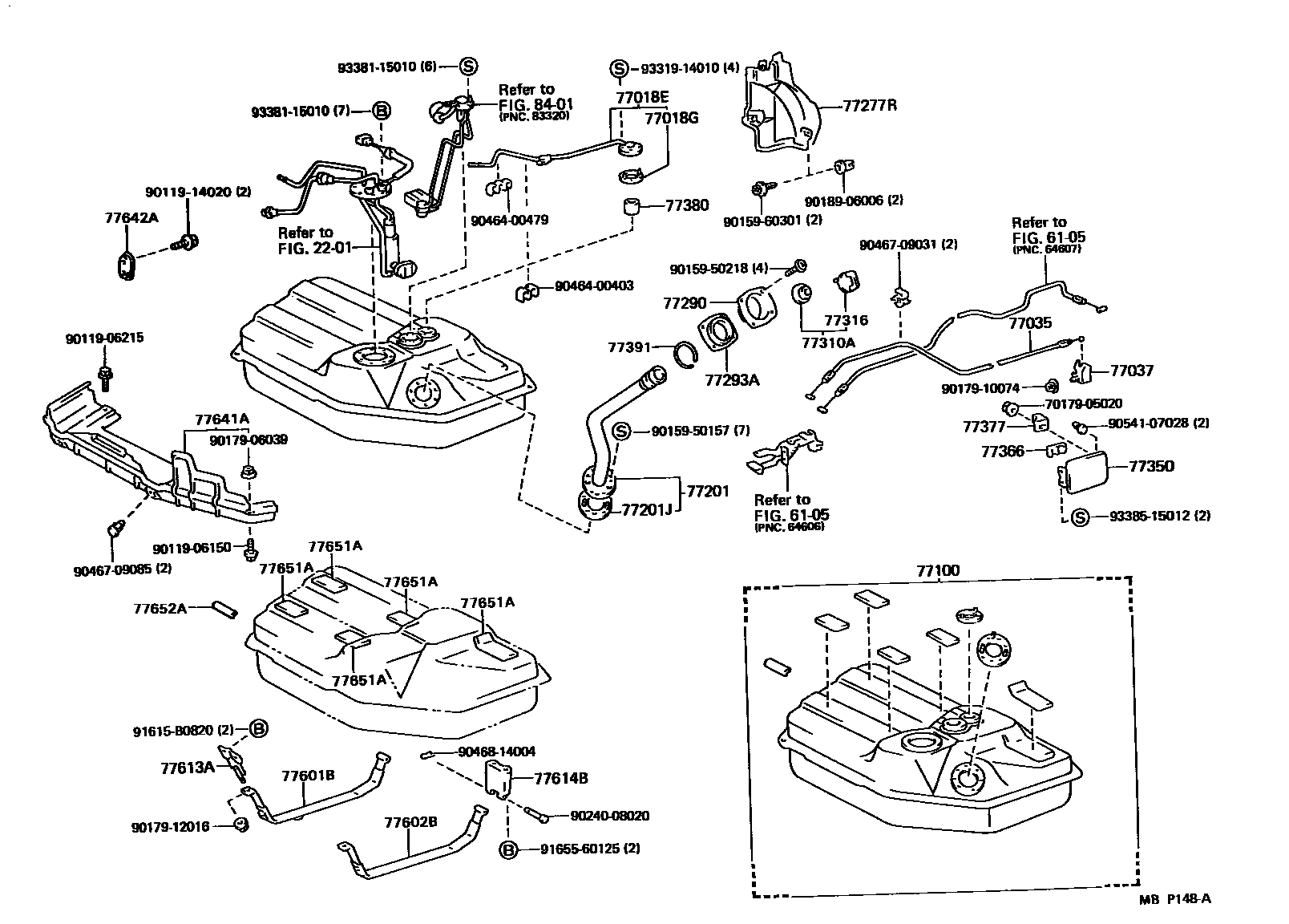 Toyota CAMRY 燃油箱和燃油管 EPC diagram — MBP148A