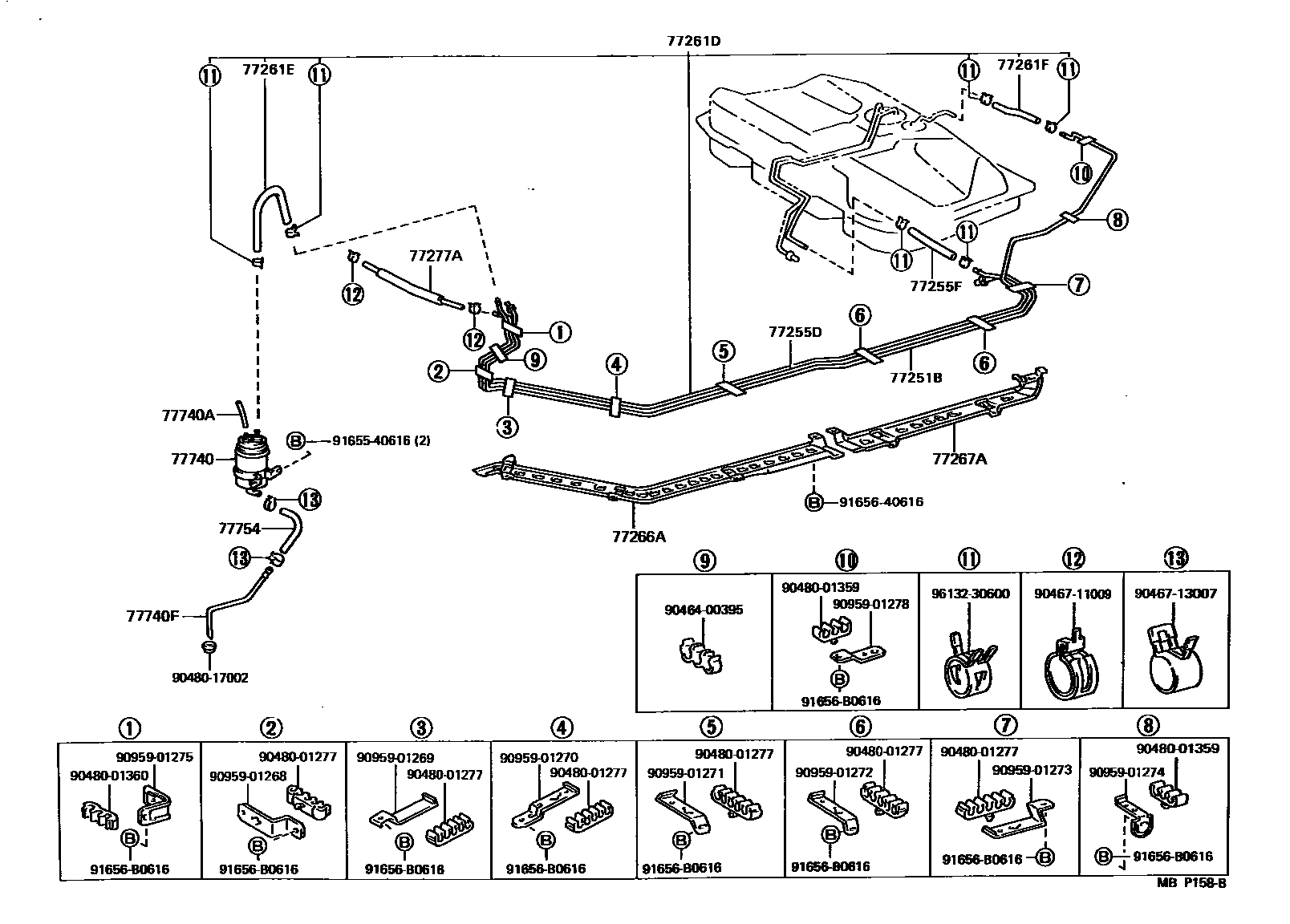 Toyota CAMRY 燃油箱和燃油管 EPC diagram — MBP158B