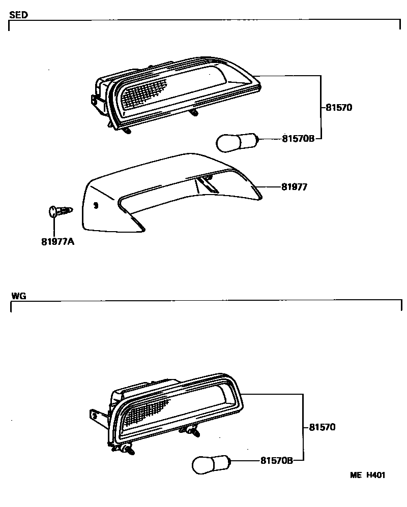 Toyota CAMRY 高位刹车灯 EPC diagram — MEH401