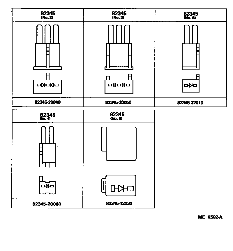 Toyota CAMRY 线束和卡夹 EPC diagram — MEK502A