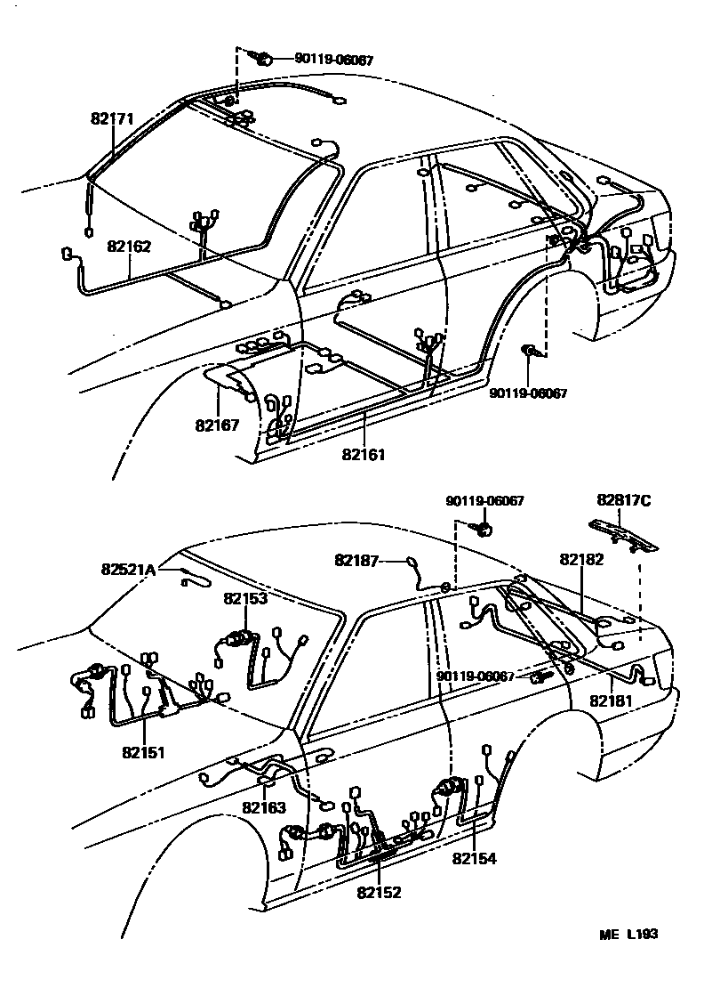 Toyota CAMRY 线束和卡夹 EPC diagram — MEL193