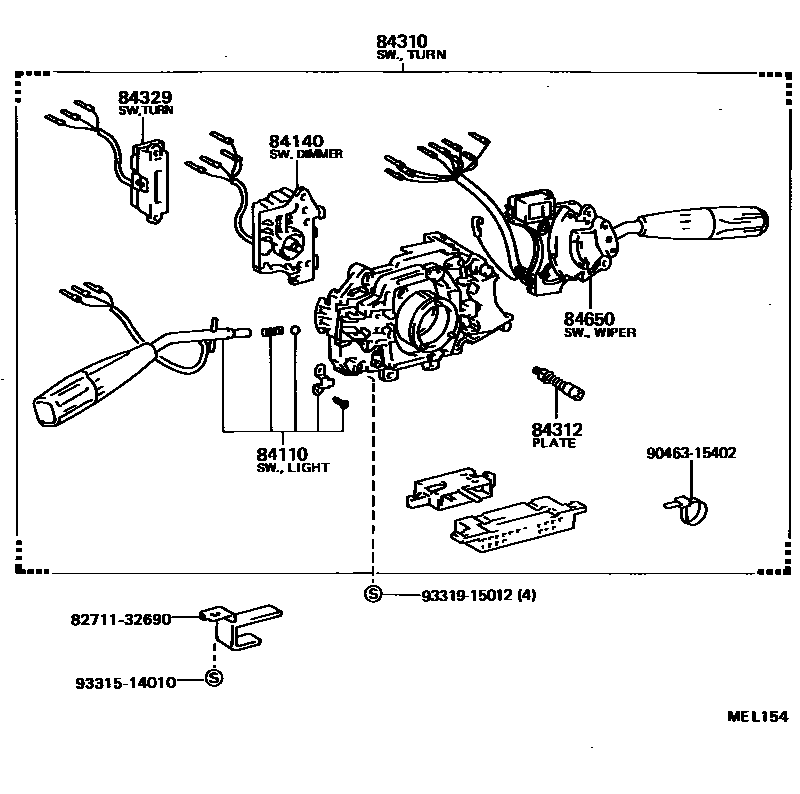 Toyota CAMRY 开关和继电器和ECU EPC diagram — MEL154