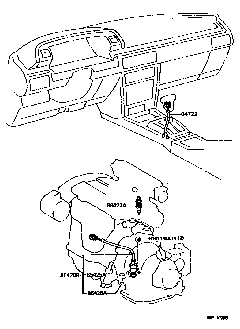 Toyota CAMRY 超速档和电子控制变速器 EPC diagram — MEK993