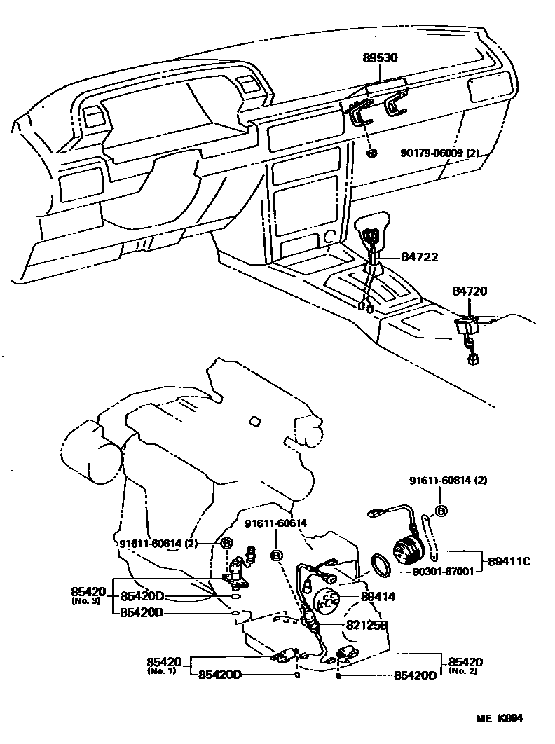 Toyota CAMRY 超速档和电子控制变速器 EPC diagram — MEK994
