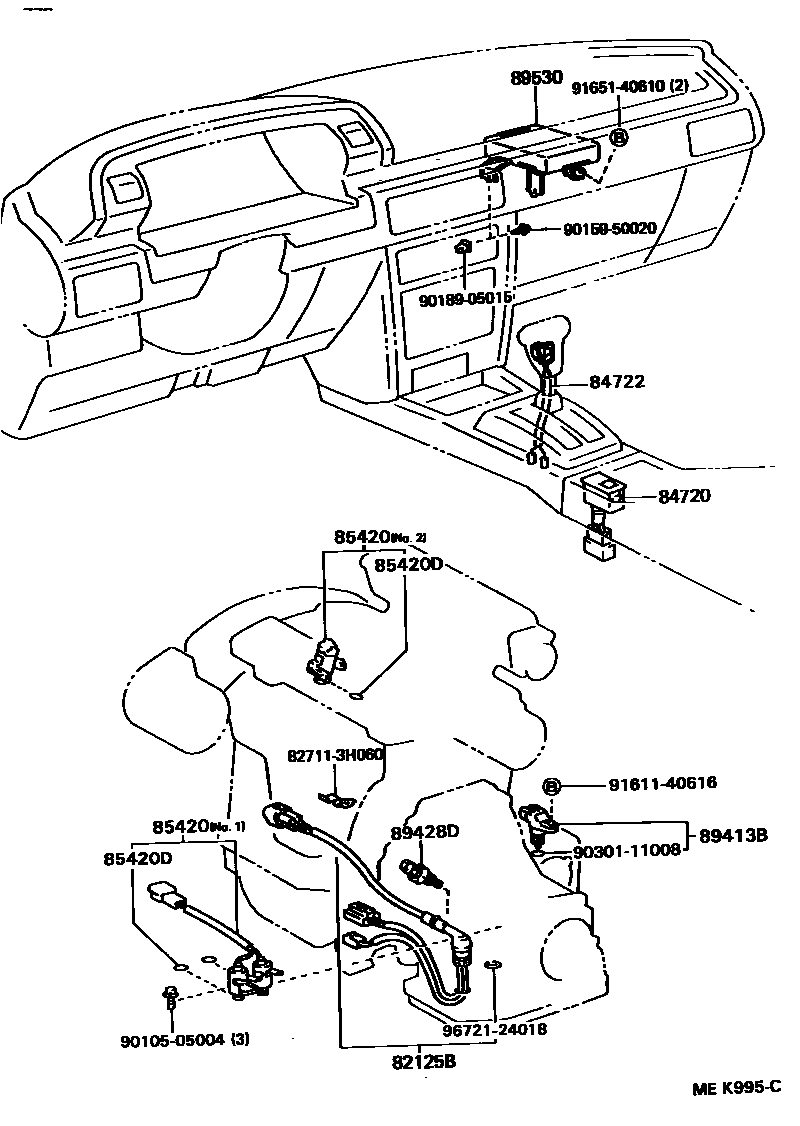 Toyota CAMRY 超速档和电子控制变速器 EPC diagram — MEK995C