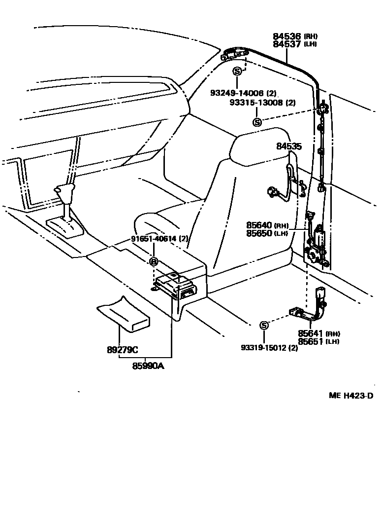 Toyota CAMRY 被动式安全带系统 EPC diagram — MEH423D
