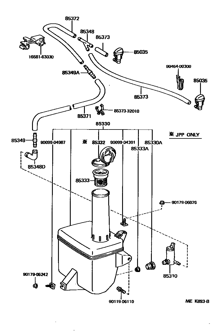 Toyota CAMRY 挡风玻璃清洗器 EPC diagram — MEK893B
