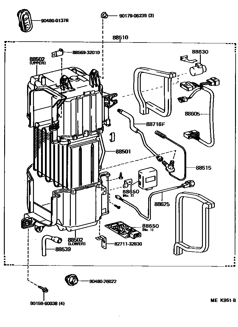 Toyota CAMRY 暖风和空调系统 - 冷却器组件 EPC diagram — MEK951B