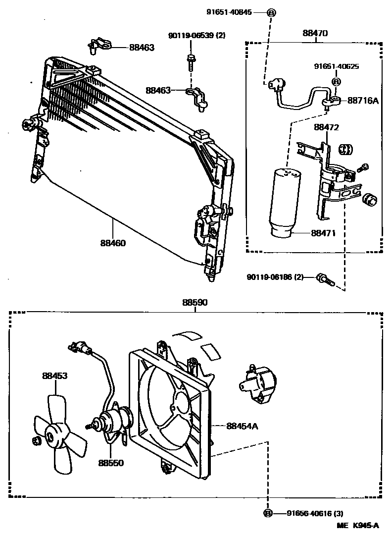 Toyota CAMRY Heating & Air Conditioning - Cooler Piping EPC diagram — MEK945A